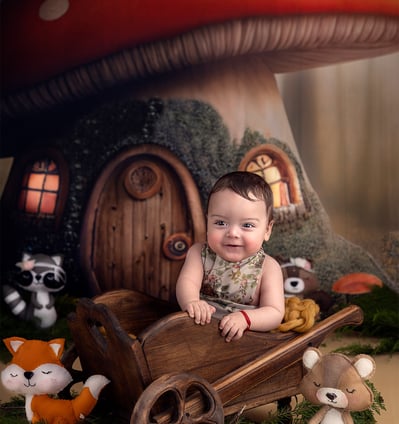 mini sesion de fotos de Pascua en Bariloche. bebe de 3 a 7 mese