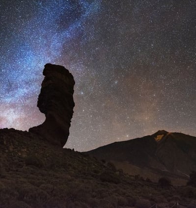 a rock formation with a star in the sky on Teide Vulcan