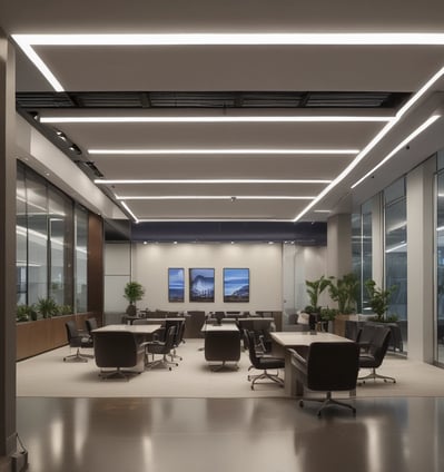 Three cylindrical lights are arranged diagonally, with a bright, focused beam shining downward. The lighting creates a dramatic contrast between the light and dark areas, emphasizing the sleek design of the fixtures.