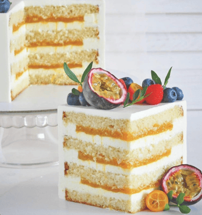 a cake with a slice of cake on top of it