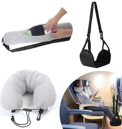 2-in-1 travel neck pillow and footrest