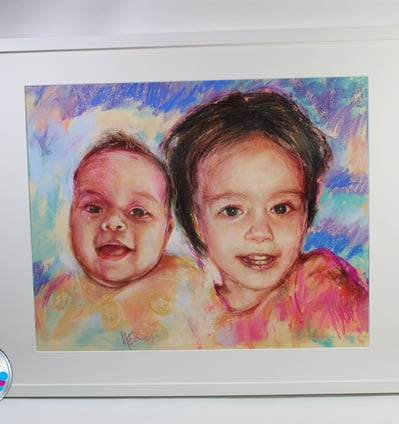 Umjetnički portret obitelji po narudžbi – pastelne boje