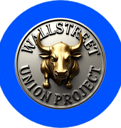 a wall street union union logo on a blue circle