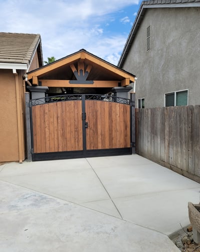 metal gates with wood infill