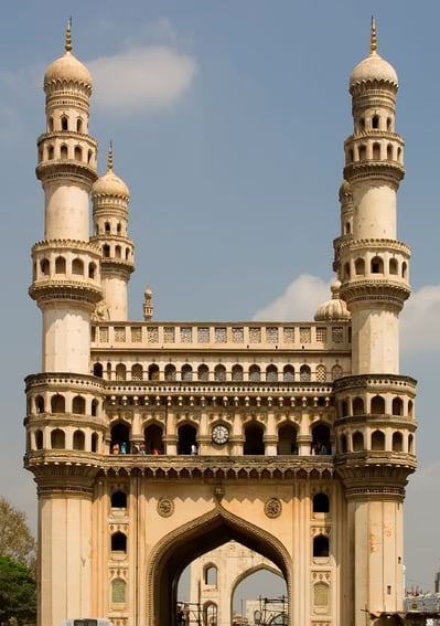 A structure with four similar columns and small window like openings