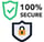 Secure shields with checkmark and locked padlock.