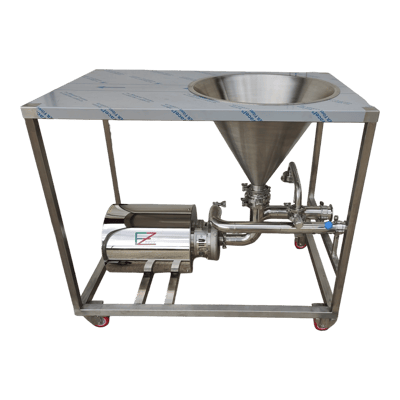 Powder dissolver triblender with table