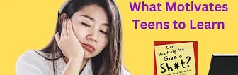 Bored teenager in front of laptop with banner asking what motivates teens to learn 