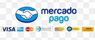 Logo Mercado Pago Acepta Visa, Mastercard, Diners Club y Mas