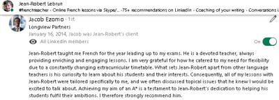 Example 5 of recommendation written for French teacher Jean-Robert Lebrun