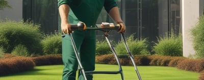 Jardineiro da Venerra Facilities cortando grama e cuidando de jardim em São Paulo