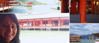 Foto da autora em tour na ilha de Miyajima, japão.