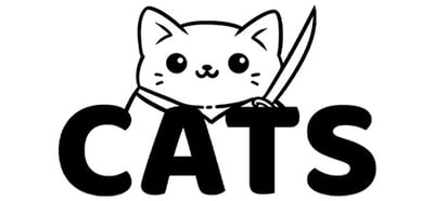 a cat with a knife and a knife in front of a cat