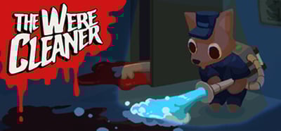 a cartoonish looking dog in a room with blood