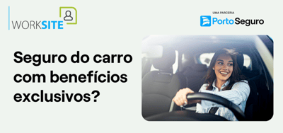 Texto sobre parceria em seguros e image de mulher diriginfo veiculo