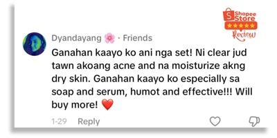 Happy customer reviews about Allors Skincare products from Shopee shoppers.