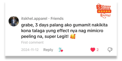 Positive customer reviews for Allors Skincare products available on Shopee.