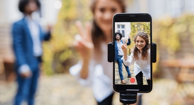 person creating a TikTok video