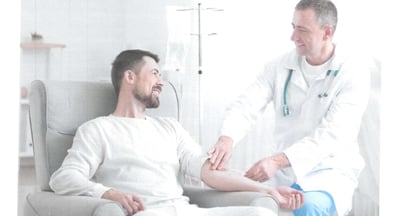 a nurse educating iv therapy to patient.