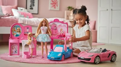 fille joue à la poupée barbie