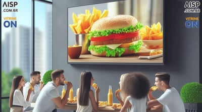 Telão exibindo em fast food