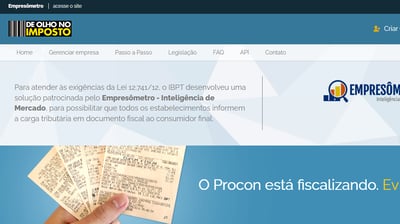 Site de Olho no Imposto