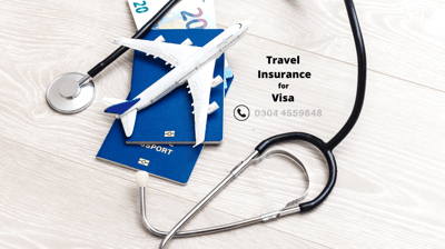a stethoscope with a passport and travel documents
