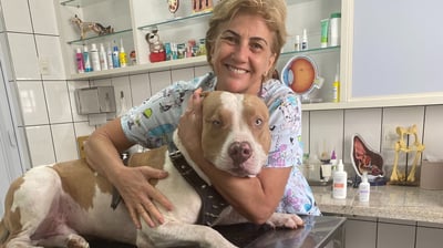 veterinaria e cachorro