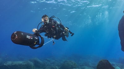 cruising in style with underwater scooter