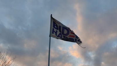 A Biden-Harris flag in Brooklyn