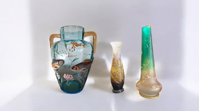 3 vase Art Nouveau et Art-Déco en verre