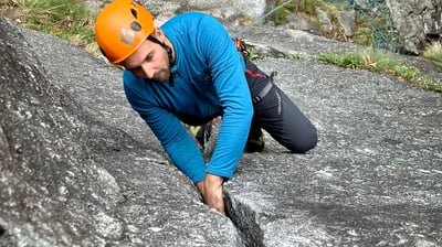 Trad climbing in Val di Mello