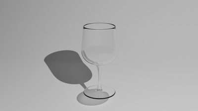 Photorealistic 3D render of a glass with accurate light reflections.