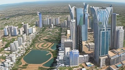 a cityscape of a large city with skyscrapers