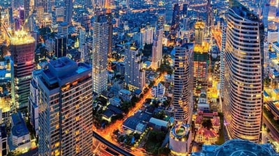 a cityscape of a city at night