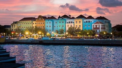 a beautiful sunset over a city