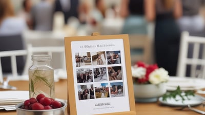 brown wooden photo frame on white folding chairs