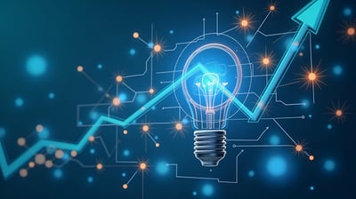 a lightbulb with and arrow going up. depicting the strategic breadth of enablement