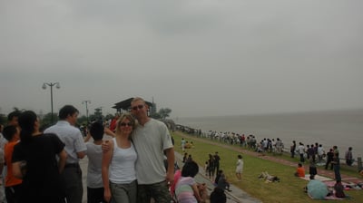 Nick and Tracey Billington in Hangzhou waiting for the total solar eclipse, China