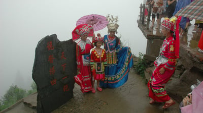 traditional dress at the longji terraces and village, longji, China