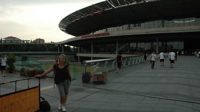 Tracey Billington at Shanghai south railstation, Shanghai, China