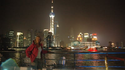 Tracey Billington at Shanghai waterfront, Shanghai, China