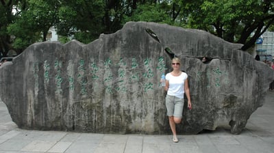 Tracey Billington by the river in Guilin, China