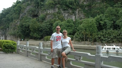 Nick and Tracey Billington at the River near Guilin in China