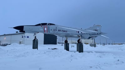 an airforce jet outside the airport, reykjavik, Iceland