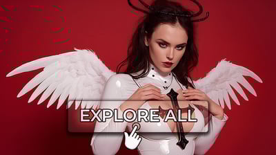 a woman in a white latex outfit with wings, white magic, angel spell, holly witchcraft