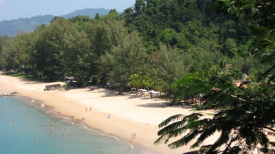 white sand beach on a bright sunny day