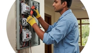 symphony maintenance and property management employee doing electrical work