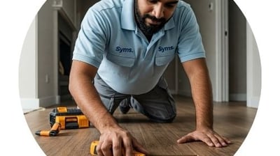 symphony maintenance and property management employee doing floor installation and repair work