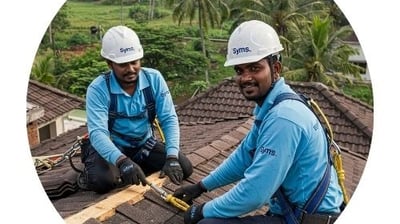 symphony maintenance and property management employee doing roofing work